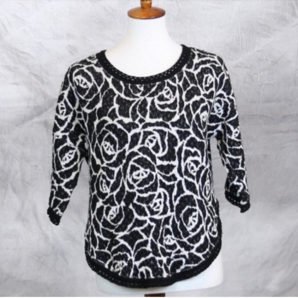 Anthropologie Moth rose print sweater S